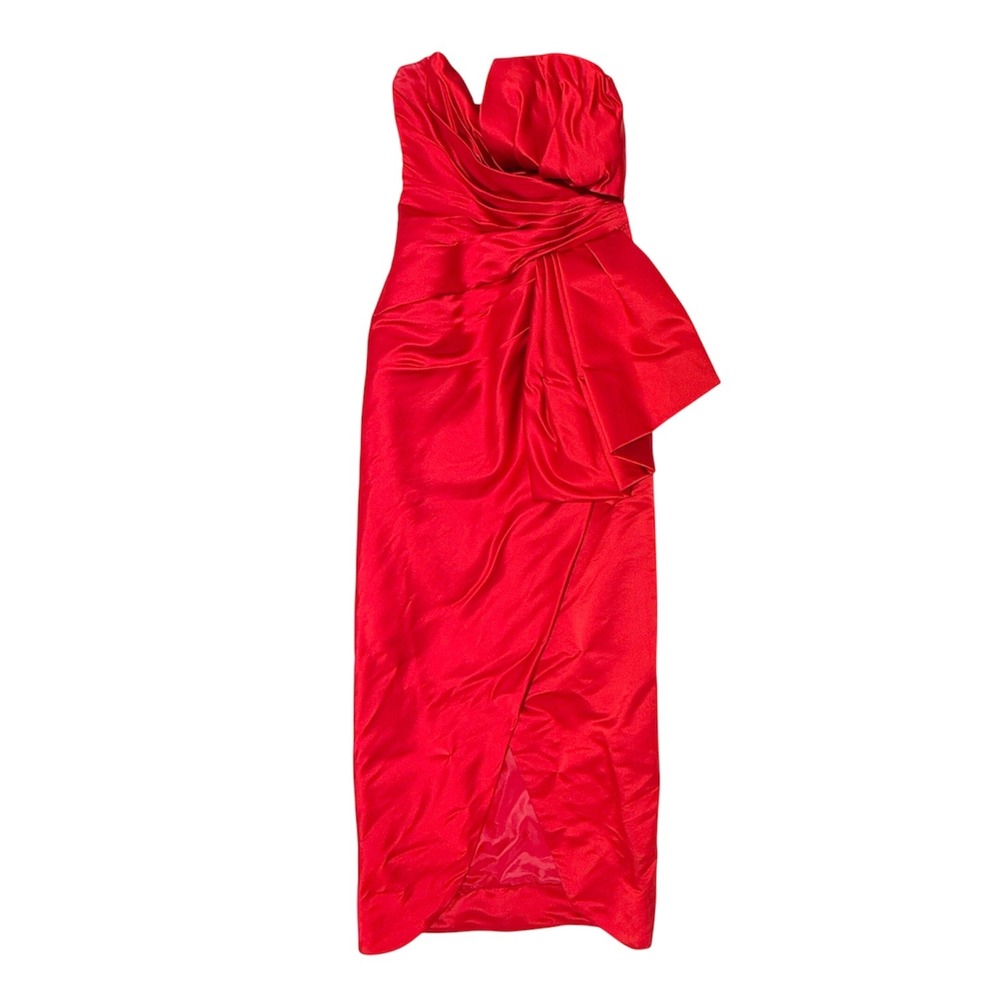 Victor Costa for Saks Fifth Avenue Vintage 80s Red Silk Strapless Gown Dress 4
